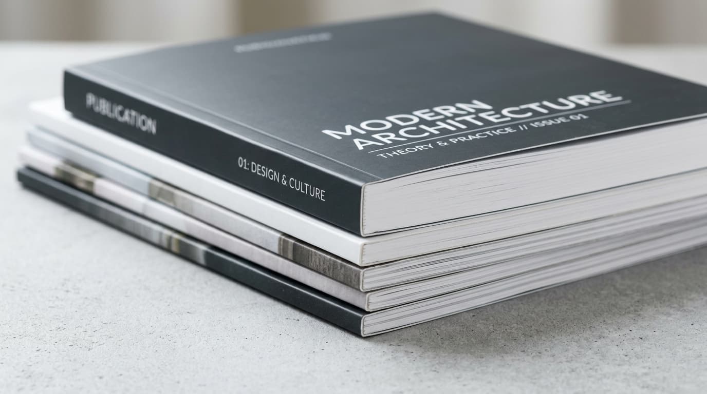 PUR Perfect Binding: Clean square spine on flexible paperback cover with flush-trimmed pages, ideal for catalogues, annual reports, and thicker publications 48+ pages
